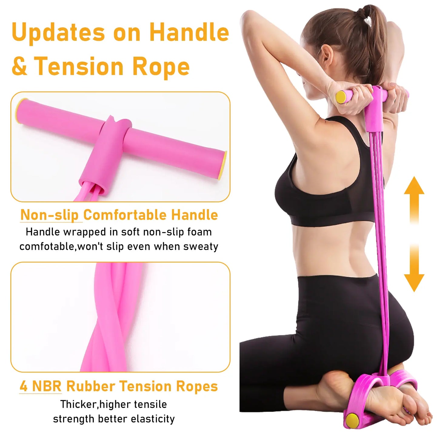 Multifunction Pedal Resistance Band Set – Tension Rope with Handle for Abs, Legs & Arms, Ideal for Home Gym & Pilates