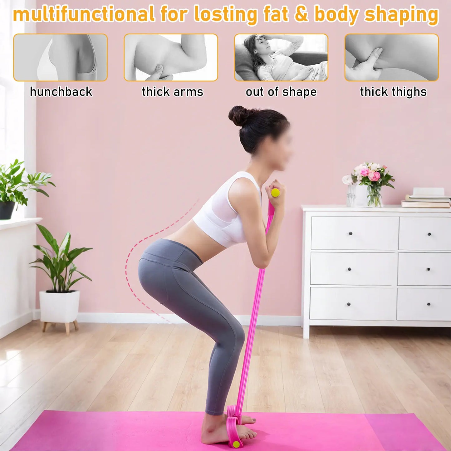 Multifunction Pedal Resistance Band Set – Tension Rope with Handle for Abs, Legs & Arms, Ideal for Home Gym & Pilates