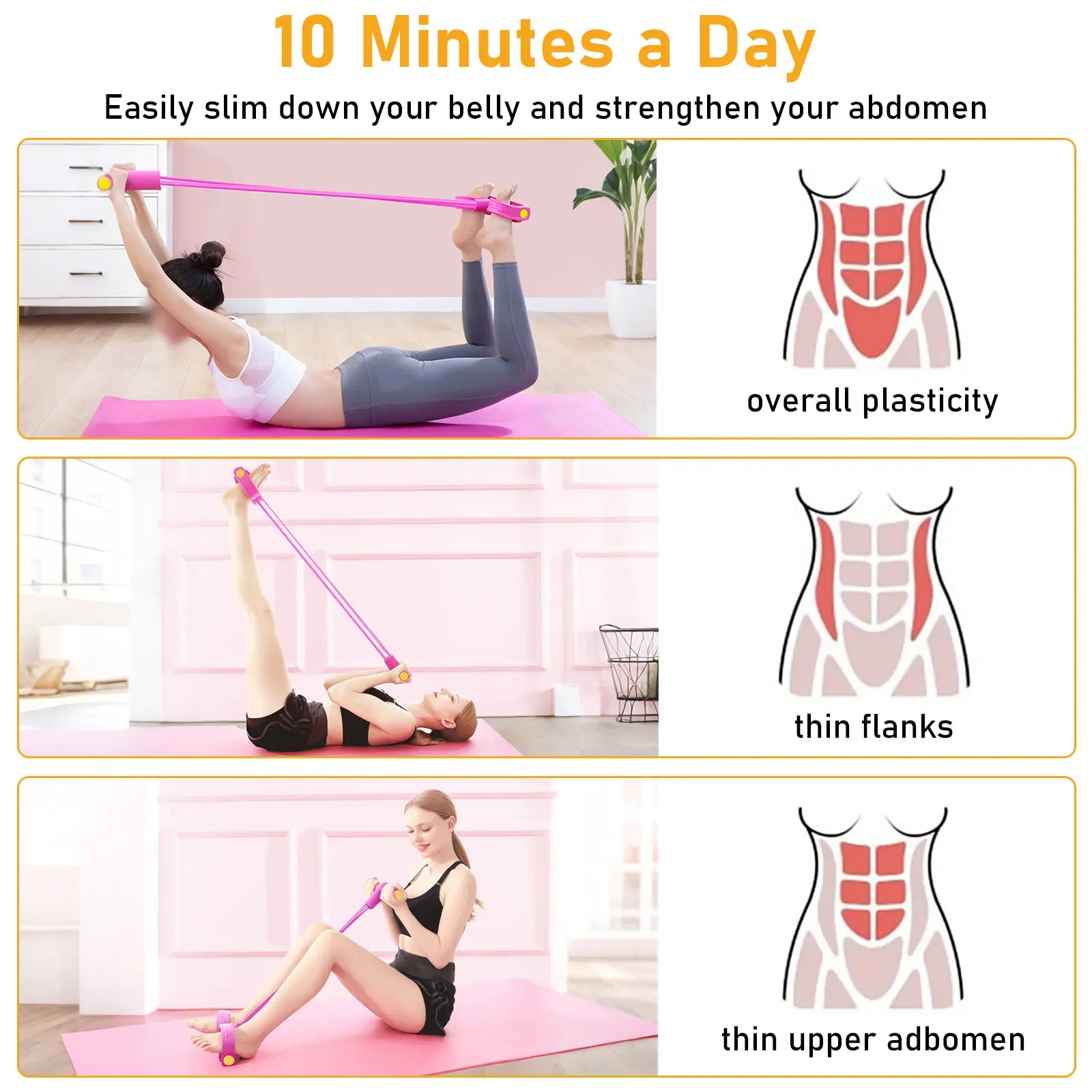 Multifunction Pedal Resistance Band Set – Tension Rope with Handle for Abs, Legs & Arms, Ideal for Home Gym & Pilates