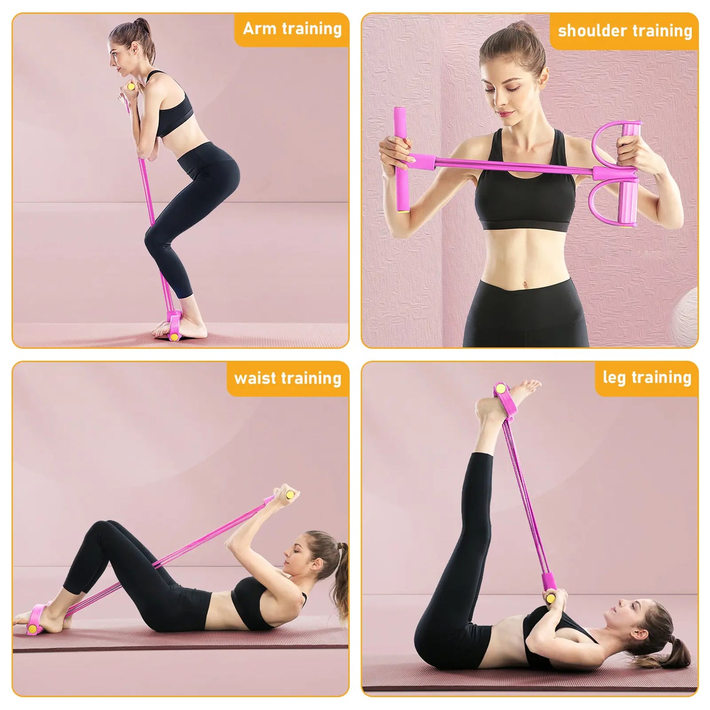 Multifunction Pedal Resistance Band Set – Tension Rope with Handle for Abs, Legs & Arms, Ideal for Home Gym & Pilates